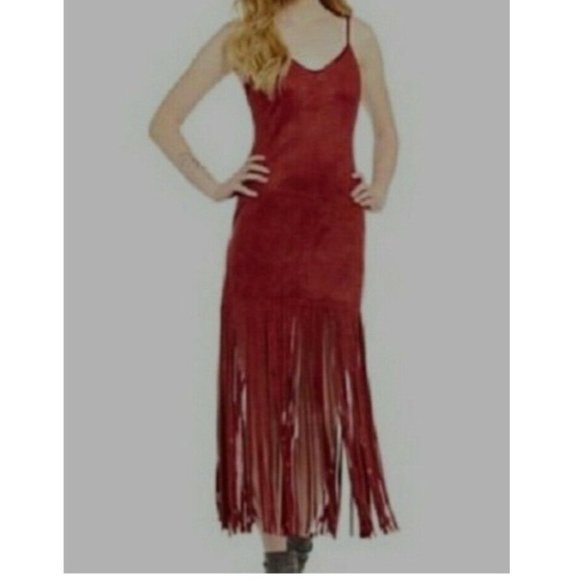 Chelsea & Violet Boho Faux Suede Maxi Dress XS - Picture 1 of 8